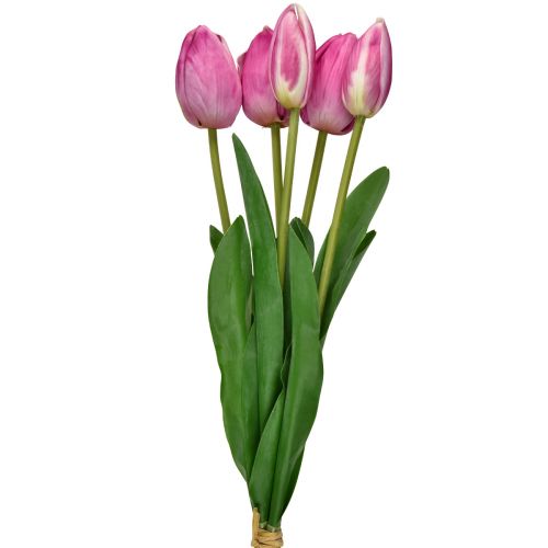Floristik24 Rosa tulpaner Dekoration Real Touch konstgjorda blommor Vår 49cm 5 st