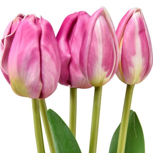 Floristik24 Rosa tulpaner Dekoration Real Touch konstgjorda blommor Vår 49cm 5 st