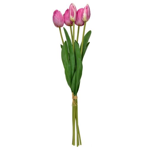 Floristik24 Rosa tulpaner Dekoration Real Touch konstgjorda blommor Vår 49cm 5 st