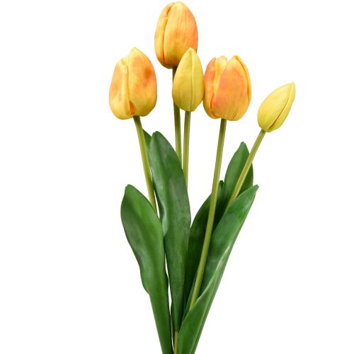 Floristik24 Orange Gula Tulpaner Dekoration Real Touch Konstblommor 49cm 5 st