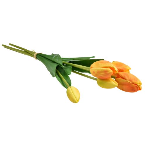 Artikel Orange Gula Tulpaner Dekoration Real Touch Konstblommor 49cm 5 st