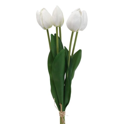 Floristik24 Vita Tulpaner Dekoration Real Touch Konstgjorda Blommor Vår 49cm 5st