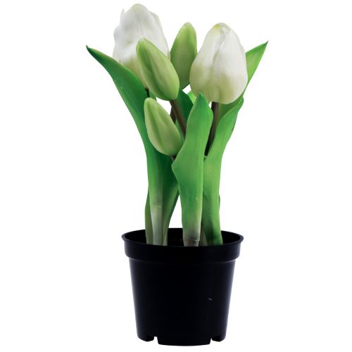 Konstgjorda tulpaner i kruka Vita tulpaner konstgjorda blommor 22cm