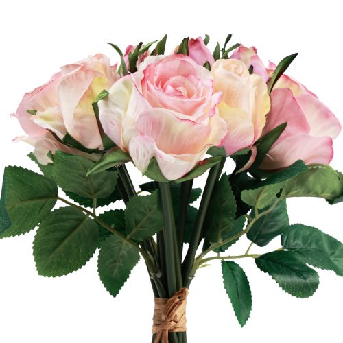 Floristik24 Konstgjorda Rosor Rosa Kräm Konstgjorda Rosor Dekoration 29cm 12st