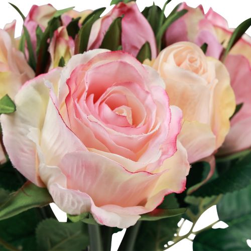Floristik24 Konstgjorda rosor rosa kräm konstgjorda rosor dekoration 29cm 12 st
