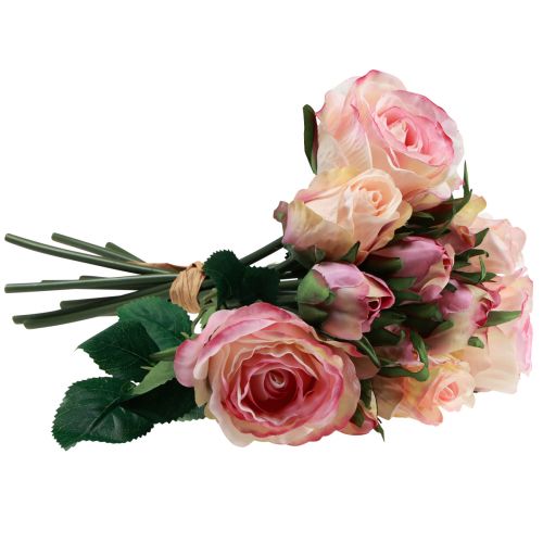 Floristik24 Konstgjorda rosor rosa kräm konstgjorda rosor dekoration 29cm 12 st