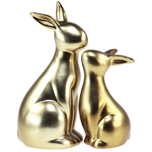 Påskharar keramisk guldkanin mamma 20/13 cm set om 2