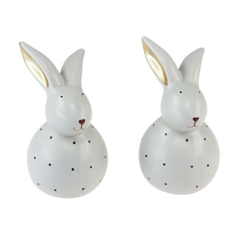 Artikel Påskharen dekorativa figurer kaniner med prickmönster 13cm 2st
