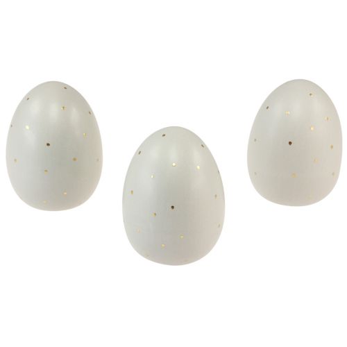 Artikel Keramiska påskägg dekoration gråguld med prickar 8,5cm 3 st
