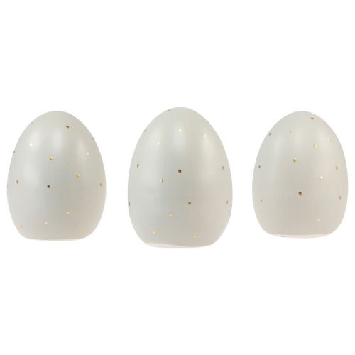 Artikel Keramiska påskägg dekoration gråguld med prickar 8,5cm 3 st