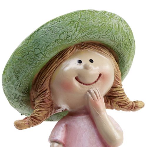 Artikel Dekorativa figurer tjej med hatt rosa grön 6,5x5,5x14,5cm 2st