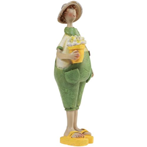 Artikel Dekorativa figurer trädgårdsmästare bordsdekoration sommargrön gul 16,5×5,5cm 2st