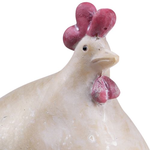 Floristik24 Dekorativ kyckling påskdekoration höna figur beige röd 11×8×15,5cm