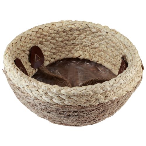 Artikel Korg sjögräs tvåfärgad korg med handtag Ø25cm H24cm