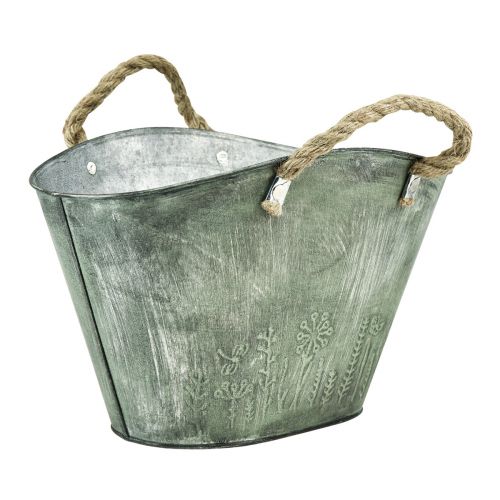 Floristik24 Blomkruka med handtag påse metalljute 24,5×17×15,5cm