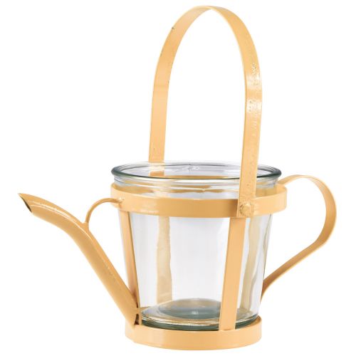 Lykta glas dekorativ vattenkanna metall orange Ø14cm H13cm