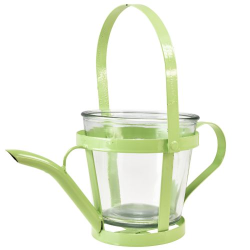 Lykta glas dekorativ vattenkanna metall grön Ø14cm H13cm