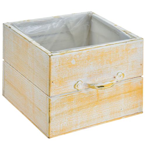 Artikel Växtlåda med handtag orange vit trä 12/15cm set om 2