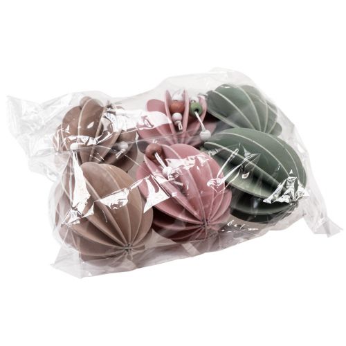 Artikel Påskägg hängande träägg grön rosa beige 6,5×9cm 6 st