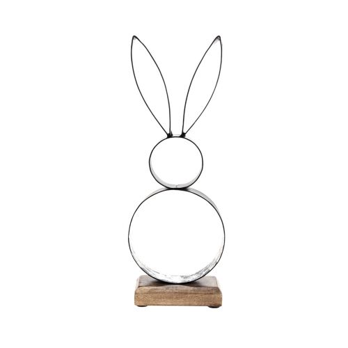 Artikel Påskhare svart silver kaniner metall trä 13,5×37cm