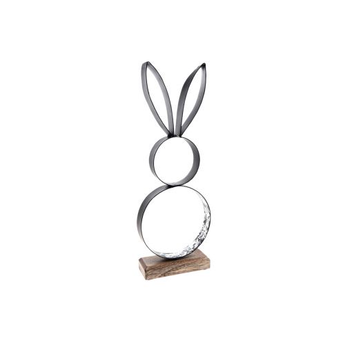 Påskhare dekoration metall svart silver påskfigur 11×31cm