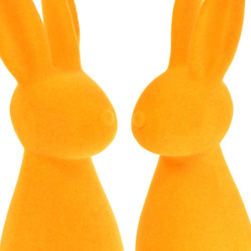 Artikel Påskharar orange flockade påskdekoration kaniner 8x10x29cm 2st