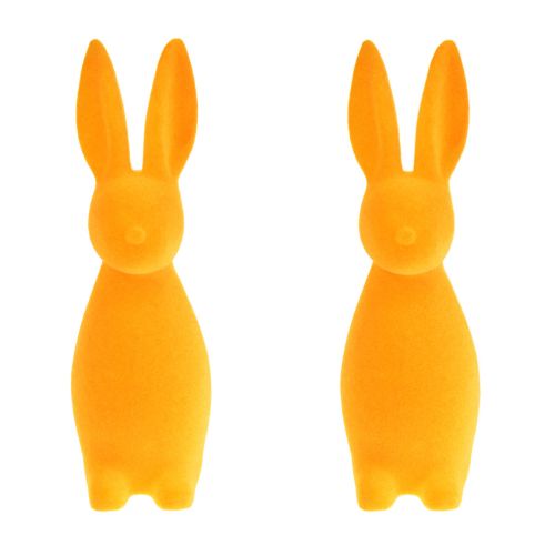 Artikel Påskharar orange flockade – 2:a valet – Påskdekorationskaniner 8x10x29cm 2 st.