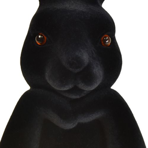Artikel Tänkande kaninbyst Svart flockad – 2:a kvalitet – påsk 16,5×13×27cm