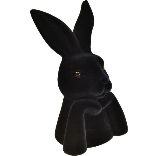 Artikel Tänkande kaninbyst Svart flockad – 2:a kvalitet – påsk 16,5×13×27cm