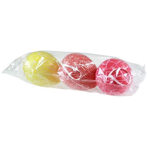 Artikel Dekorativ hängare påskägg gul/rosa/röd craquelure Ø15cm 3 st