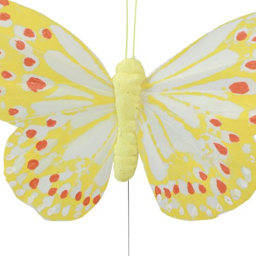 Artikel Dekorativa fjärilar på trådfjädrar orangegul 7×11cm 12 st