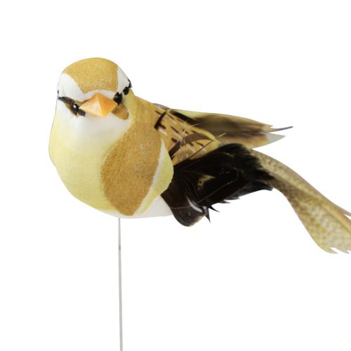 Artikel Fjäder fågel på tråd dekorativ fågel med fjädrar grön 4cm 12st