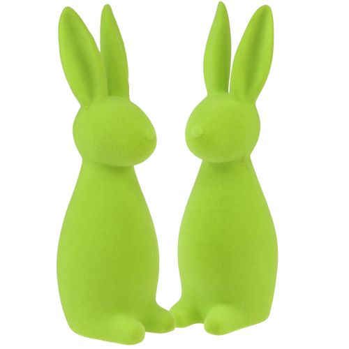 Kaniner flockades äppelgrön bordsdekoration påsk 8×10×29cm 2st
