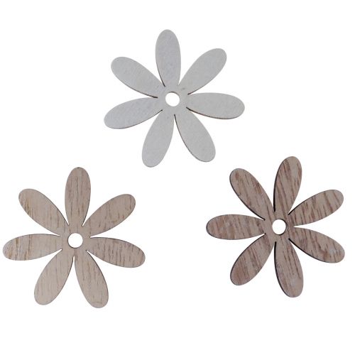 Floristik24 Spridningsdekoration träblommor bordsdekoration naturvit Ø4cm 72 st