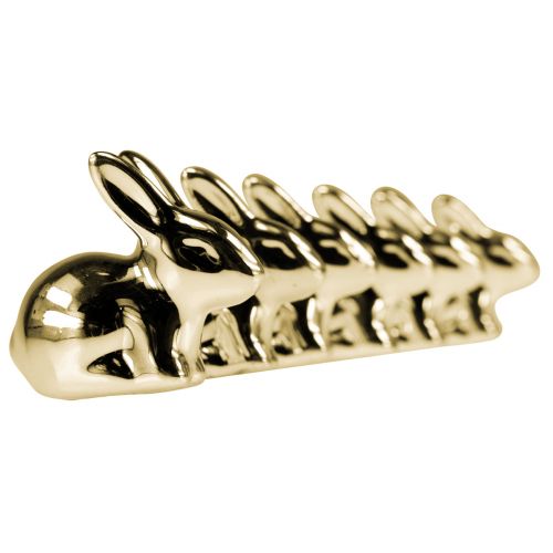 Floristik24 Påskharar guld keramik sittande metalllook 5,5cm 6st