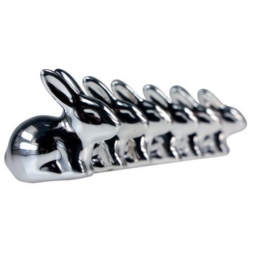 Artikel Påskharar keramik sittande metalllook silver 5,5cm 6st