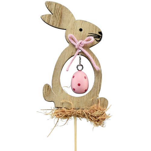 Artikel Blomplugg trä dekorativ plugg kanin med ägg 5x8,5cm 12 st
