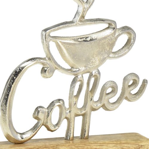 Artikel Metall Deco Kaffe Silver Trä Bas Natur 17,5x5x18cm