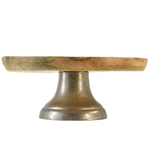 Floristik24 Dekorativ tallrik bricka trä metallbotten natursilver Ø25cm