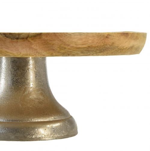 Floristik24 Dekorativ tallrik bricka trä metallbotten natursilver Ø25cm