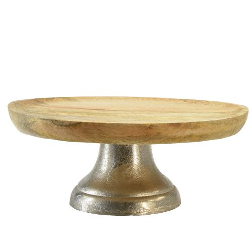 Floristik24 Dekorativ tallrik bricka trä metallbotten natursilver Ø25cm