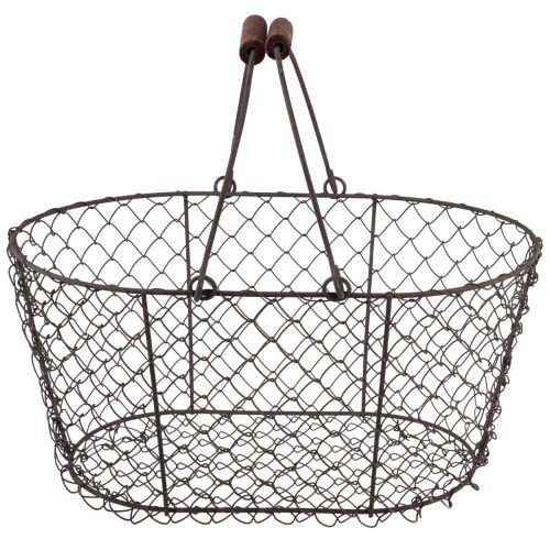Artikel Trådkorg nätkorg metallkorg rosthandtag trä L30cm