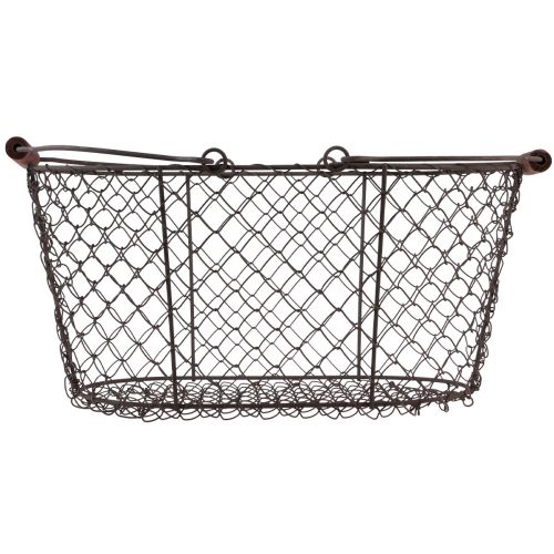 Artikel Trådkorg nätkorg metallkorg rosthandtag trä L30cm