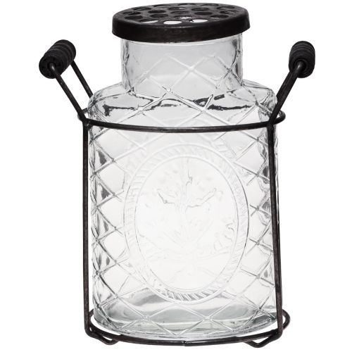 Floristik24 Glasvas med lock, flaskhållare 16,5×8,5×18,5cm