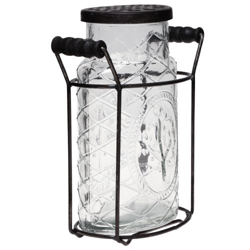 Artikel Glasvas med lock, flaskhållare 16,5×8,5×18,5cm