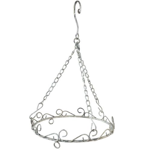 Hängdekor metalldekor grå vit vintage Ø20cm H30cm