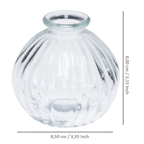 Floristik24 Liten glasvas kulvas vas vas klara spår Ø8,5cm H8cm
