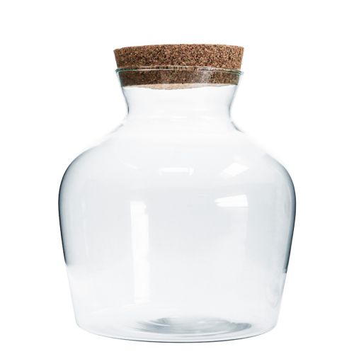 Floristik24 Dekorglas med kork Dekorativ vas klar lökformad Ø20cm H21cm