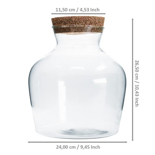 Floristik24 Dekorglas med kork Dekorativ vas med lock H25cm Ø24cm