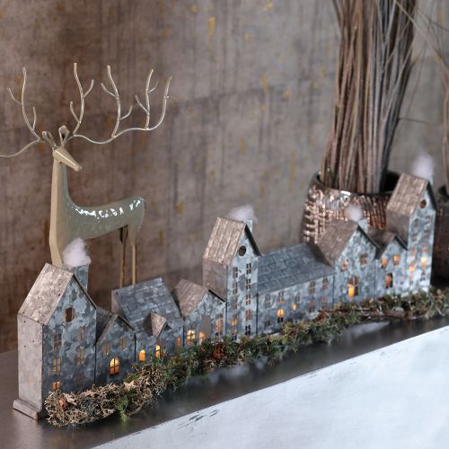 Dekorativ rad med hus med värmeljushållare, adventsdekoration, 68 cm | Floristik24.se